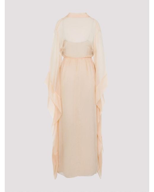 Alberta Ferretti Natural Chiffon Long Dress