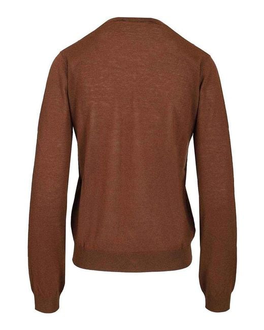 Max Mara Brown Argyle Wool And Silk Cardigan