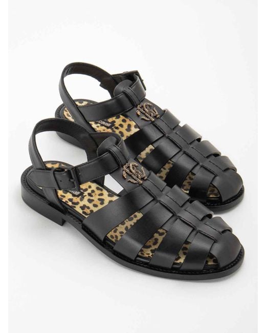 Roberto Cavalli Black Sandals for men