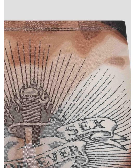 Jean Paul Gaultier Gray Safe Sex Tattoo Midi Skirt