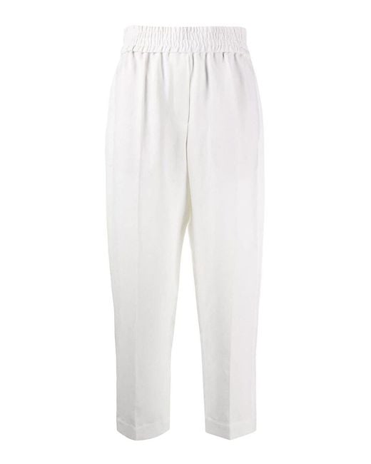 Brunello Cucinelli White Pants With Elasticated Waist