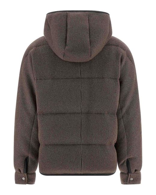 Brunello Cucinelli Gray Lame Wool Down Jacket