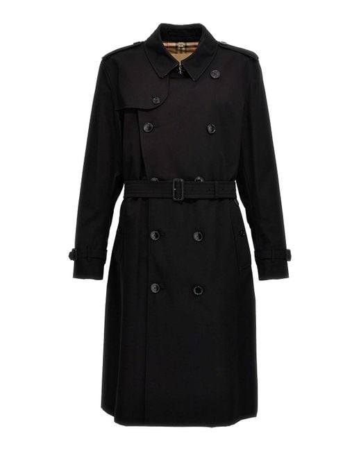 Burberry Black Heritage Kensington Trench Coat for men