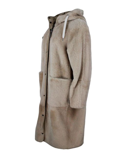 Brunello Cucinelli Natural Shearling Soft Reversible Coat