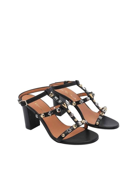 Via Roma 15 Metallic Studded Sandals