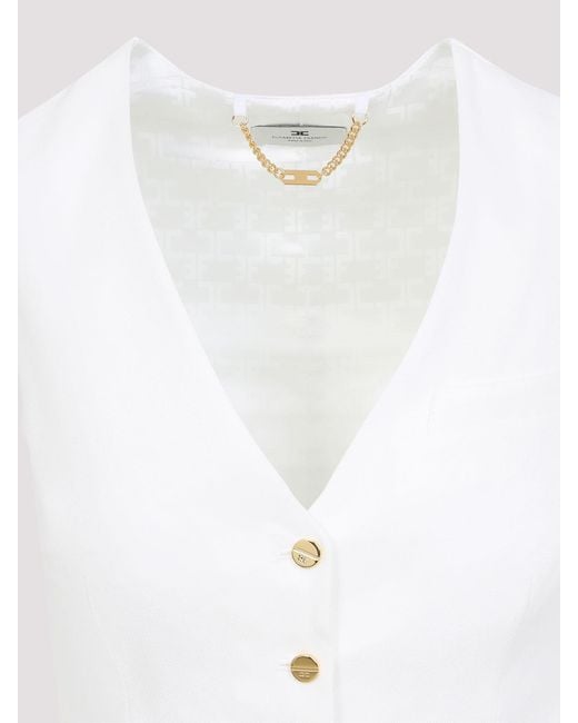 Elisabetta Franchi White Linen Gilet