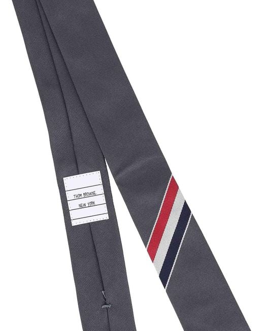 Thom Browne Gray Stripe Detail Tie for men