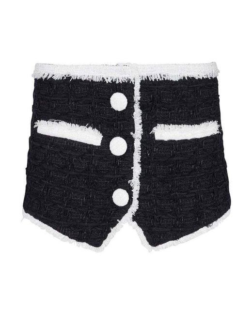 Balmain Black Tweed Mini Skirt