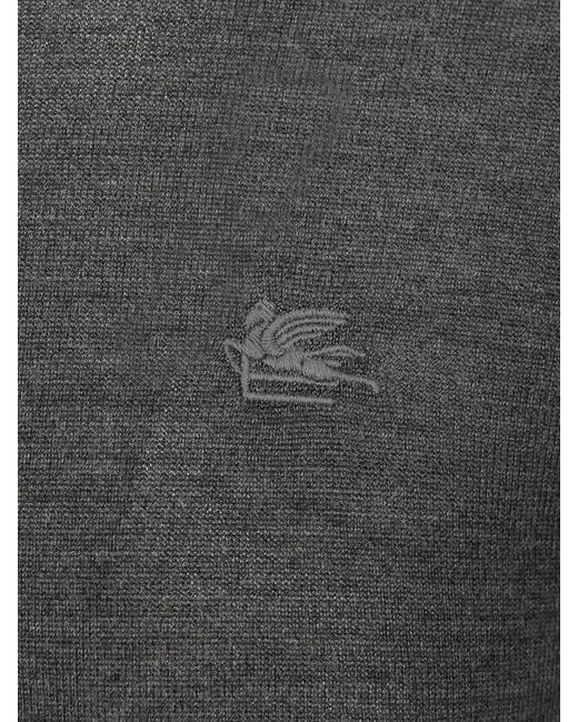 Etro Gray Wool And Silk Sweater for men