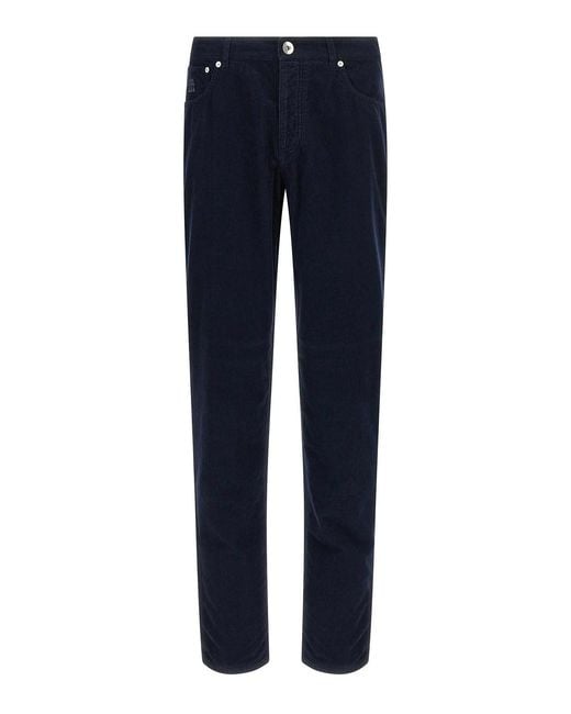 Brunello Cucinelli Men's Blue Corduroy Pants