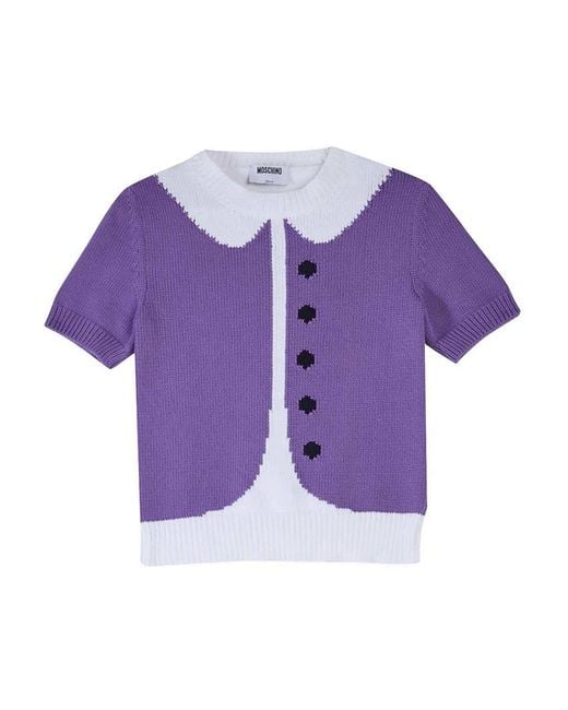 Moschino Purple Trompe Loeil Sweater