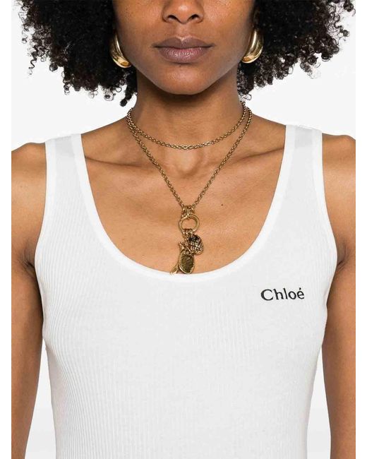 Chloé White Jersey Tank Top