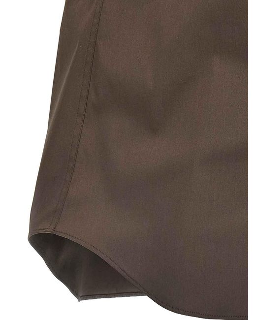 Brunello Cucinelli Brown Collared Sleeveless Shirt Stitch Detailing