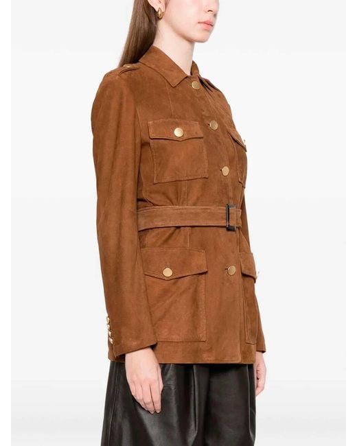 Tagliatore Brown Leather Jacket
