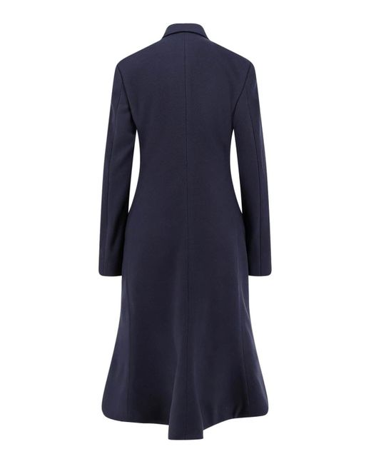Balenciaga Blue Double-Breasted Godet Midi Wool Coat