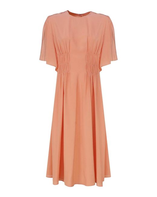 Chloé Pink Flared Dress With Cap Sleeves