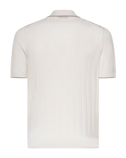 Giuliano Galiano White Silk Polo for men