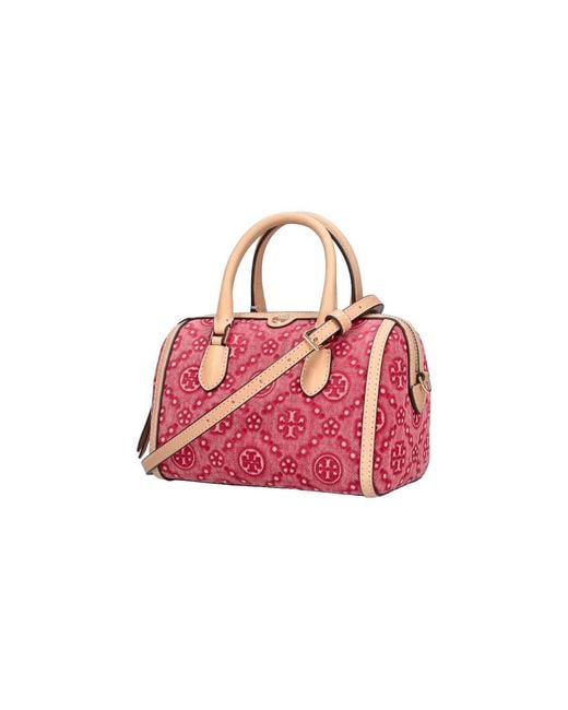 Tory Burch Pink T Monogram Petite Barrel Handbag