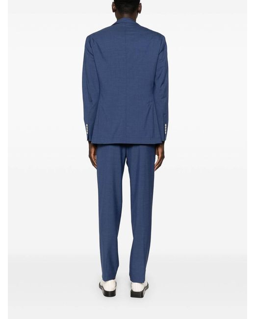 Brunello Cucinelli Blue Single-Breasted Suit With Peak Lapels for men