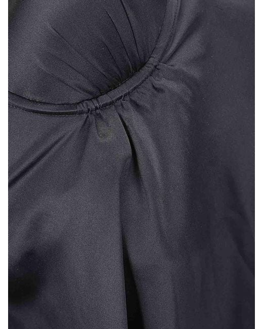 ALAINPAUL Blue Asymmetrical Falling Bustier Top