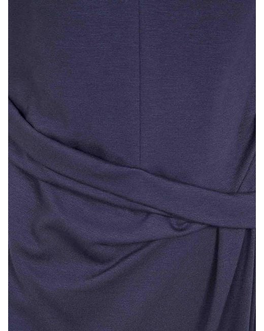 Giorgio Armani Blue Midi Turtle Neck Dress