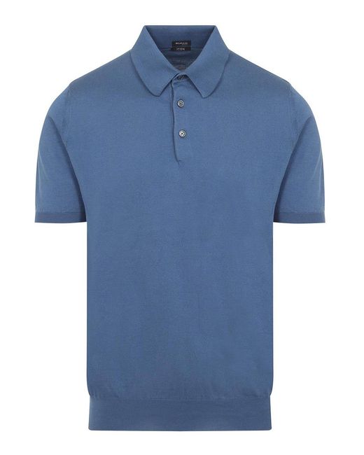 Kiton Blue Cotton Polo for men