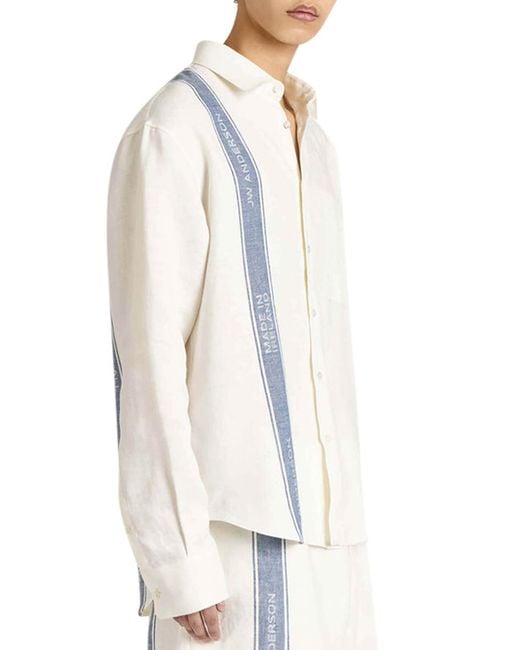 J.W. Anderson White J.W.Anderson Long-Sleeved Linen Shirt for men