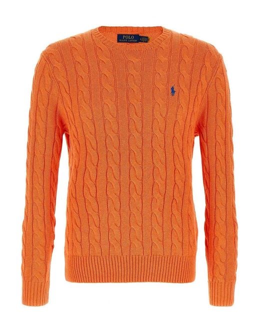 Polo Ralph Lauren Orange Cotton Braided Sweater for men