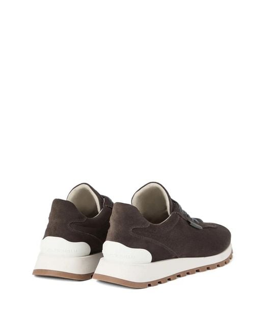 Brunello Cucinelli Brown Suede Runner Sneakers