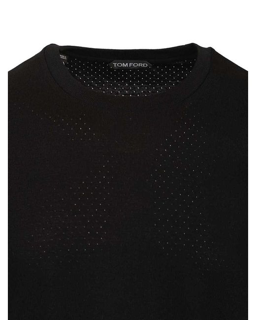 Tom Ford Black Perforated Ribbed T-Shirt for men
