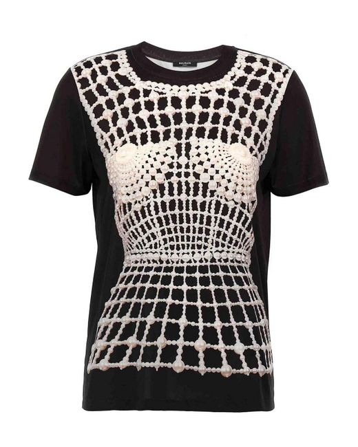 Balmain Black T-Shirt With Print