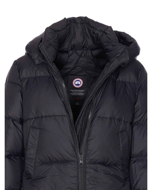 Canada Goose Blue Long Padded Quilted Jacket Removable Hood