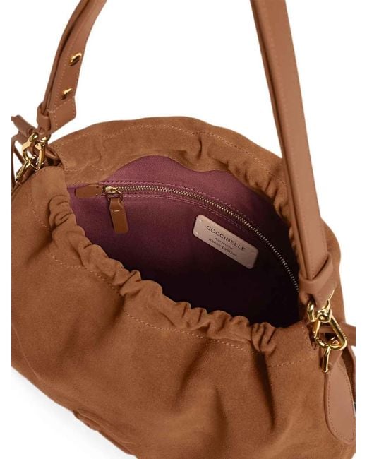 Coccinelle Brown Handbag Suede Le/Smooth Le Cognac/Cognac