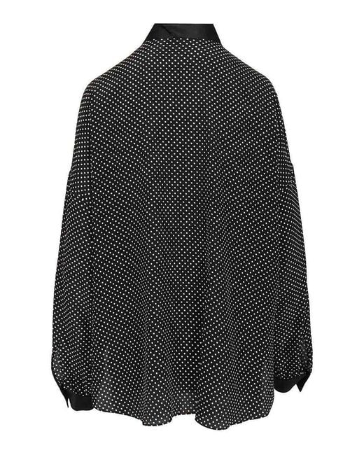 Tom Ford Black Polka Dot Silk Satin Blouse