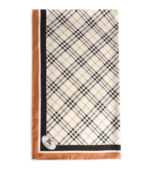 Burberry White Check Silk Scarf With Pebble