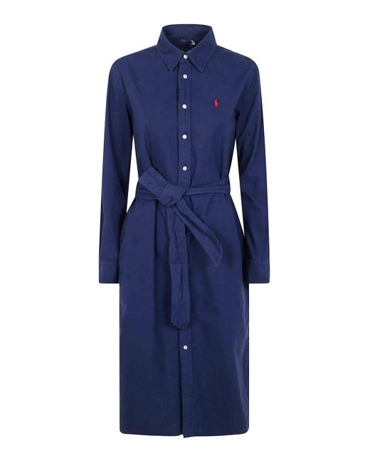 Polo Ralph Lauren Blue N Cory Long Sleeve Day Dress