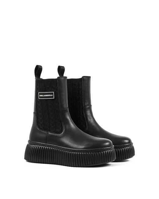 Karl Lagerfeld Black Kreeper Lo Kable Knit Boot