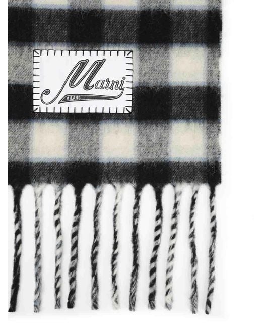 Marni White Double-Face Wool Scarf