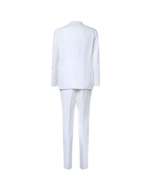 Eleventy White Single-Breasted Linen Suit for men