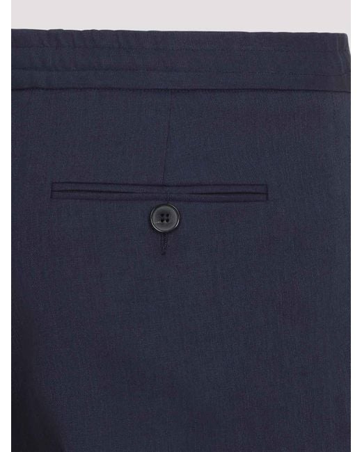 Zegna Blue Oasi Linen Pants for men