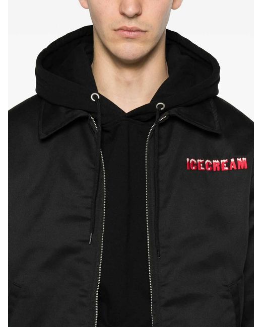 ICECREAM Black Logo Zipped Blouson Jacket for men