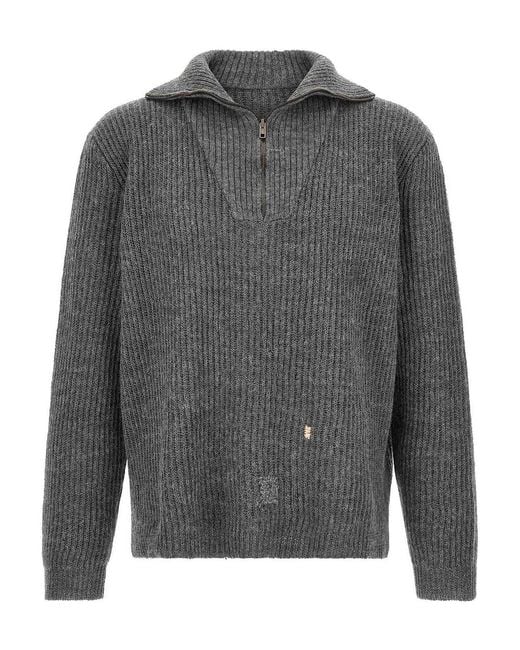 Maison Margiela Gray Mending Sweater for men