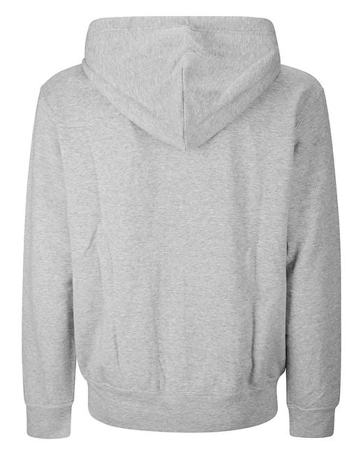 COMME DES GARÇONS PLAY Gray Hooded Sweatshirt With Drawstring for men