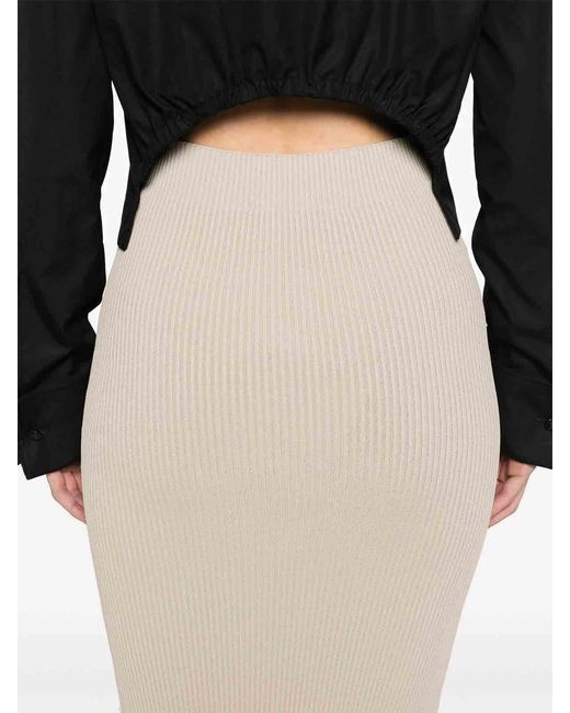 Max Mara White Ribbed Midi Skirt