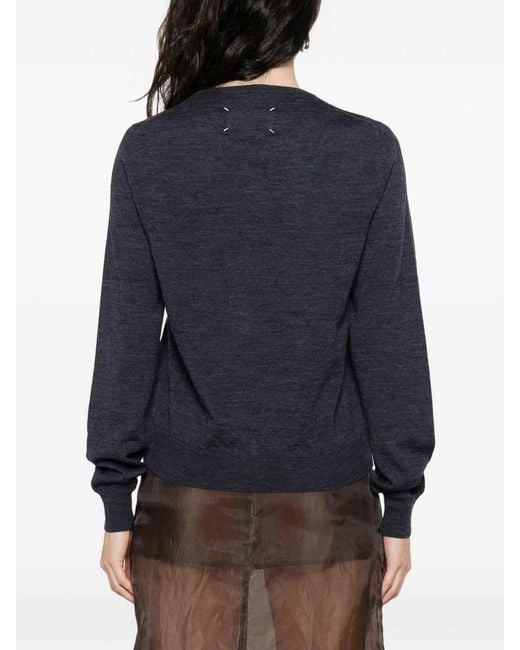 Maison Margiela Blue Wool Crewneck Sweater