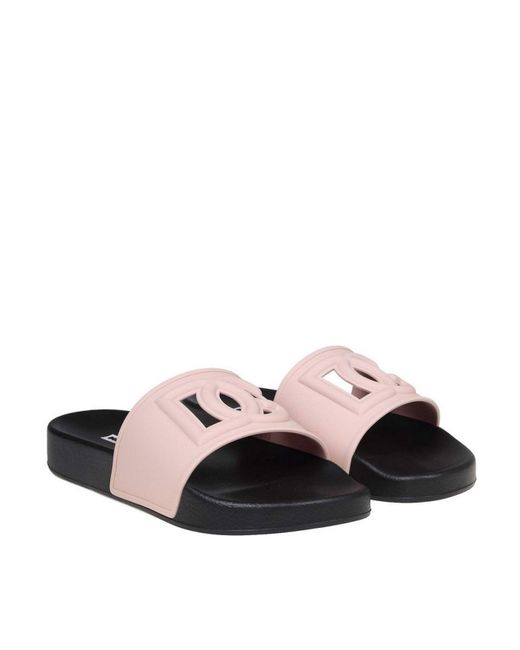 Dolce & Gabbana White Slippers And Clogs Rubber Pink Nude Pink