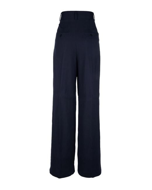 Alberta Ferretti Blue Wide Satin Trousers