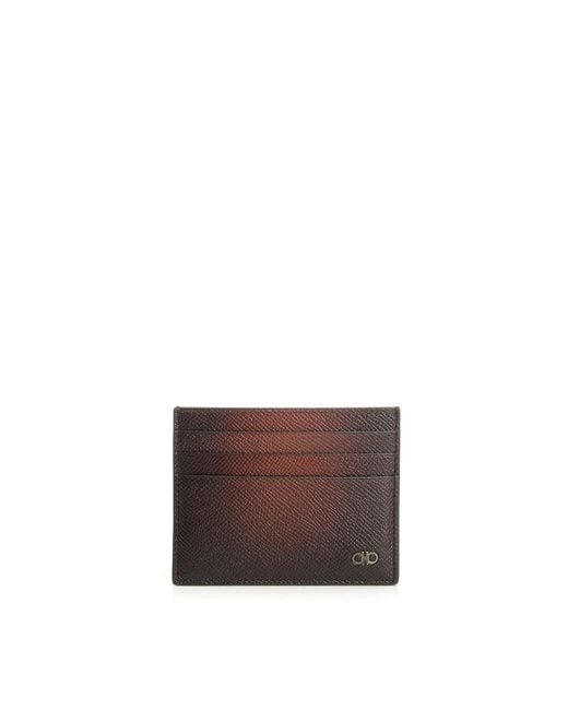 Ferragamo Brown Gancini Credit Card Holder for men