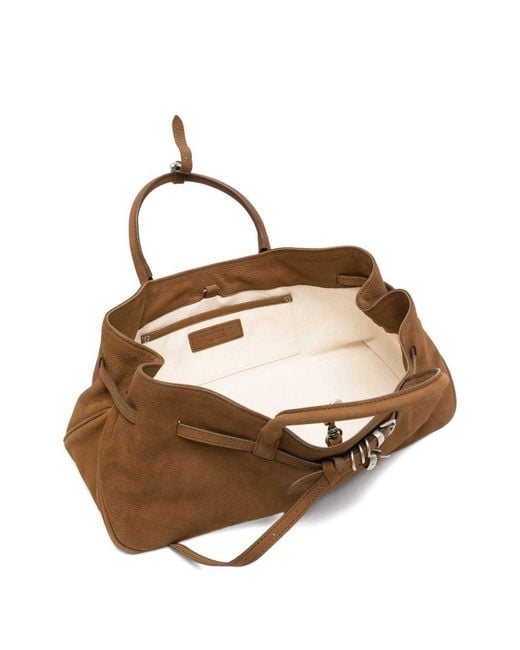 MARGE SHERWOOD Brown Grandma Used Bag Suede Bag With Embossed Logo