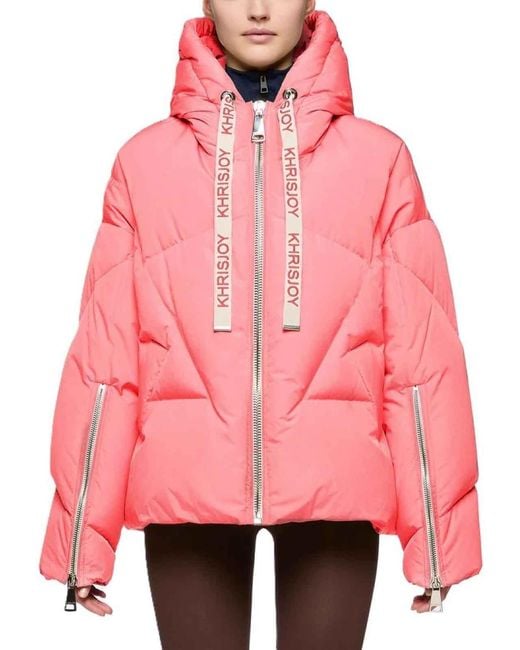 Khrisjoy Pink Hooded Zip-Up Quilted Jacket